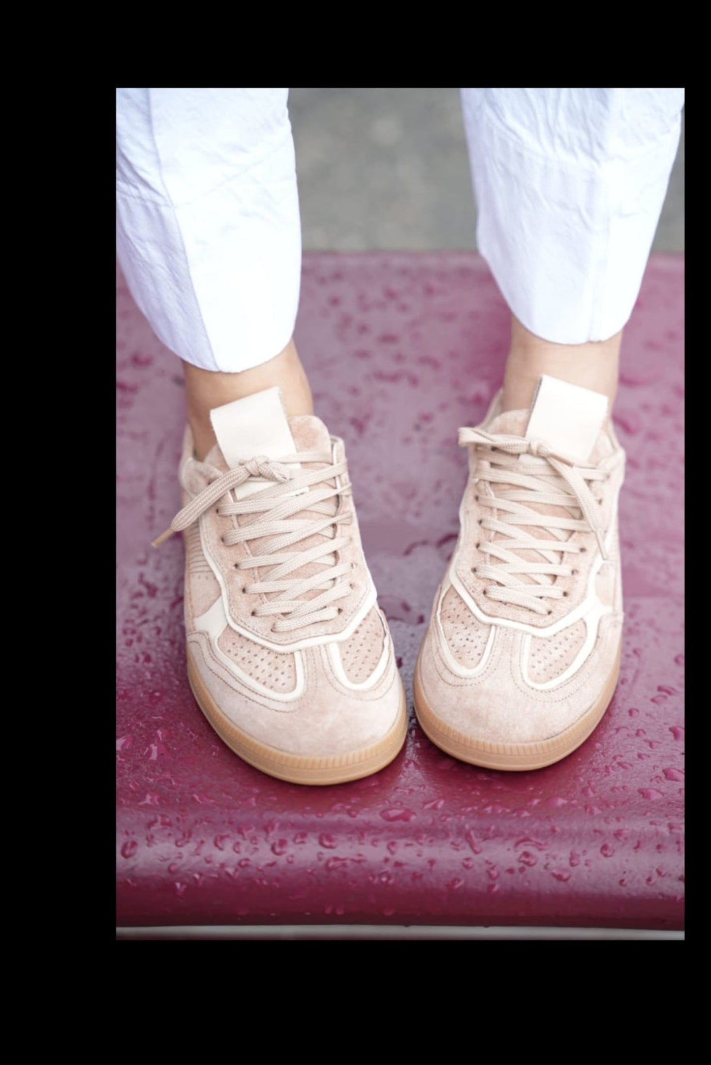 Women’s Suede Sneakers – Tan & Cream Retro-Inspired Style