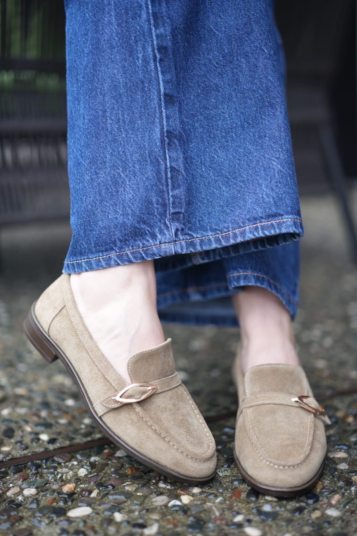 Women’s Suede Loafers – Tan Classic Elegance with Modern Detail