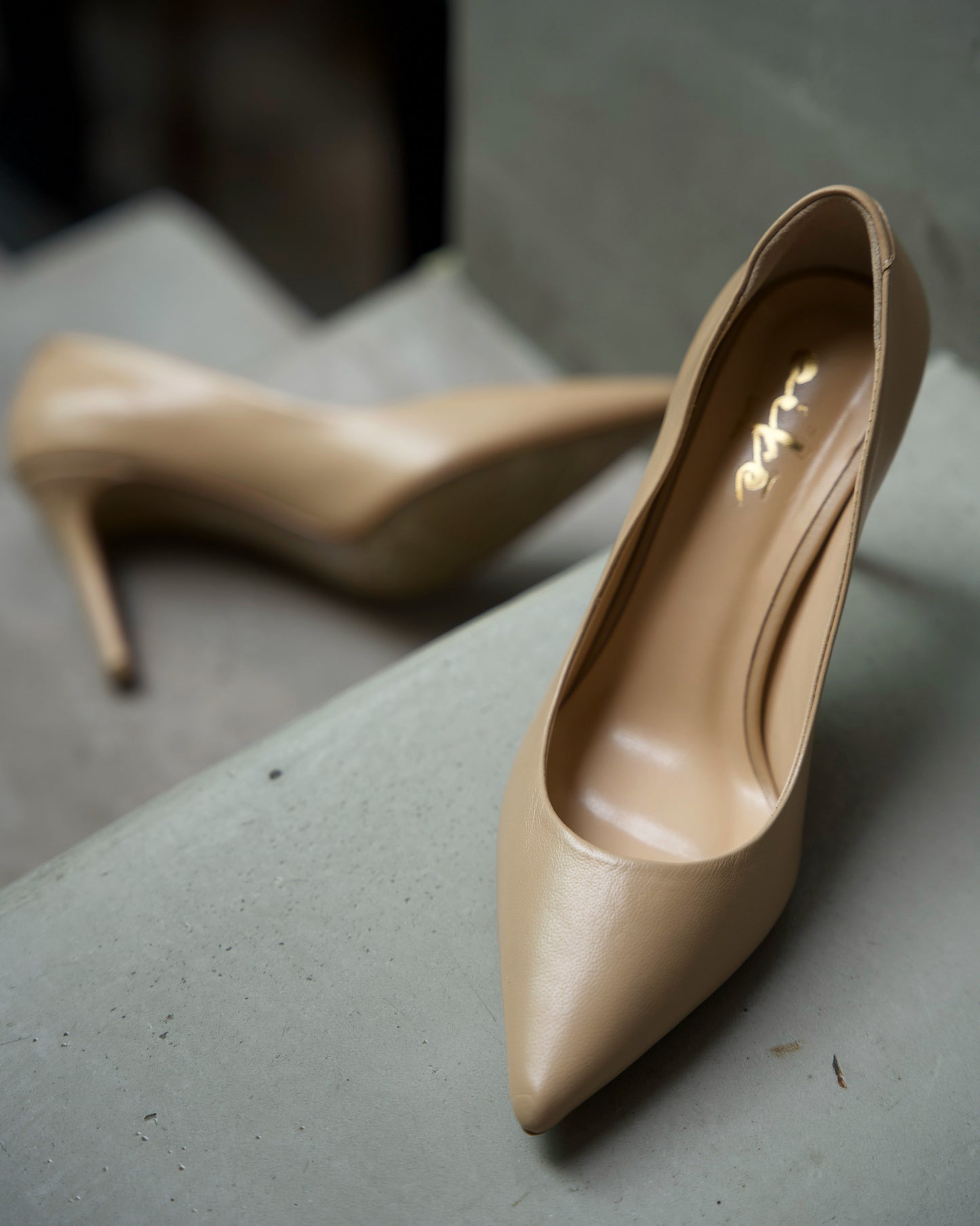 Nude Leather Pointed Stiletto