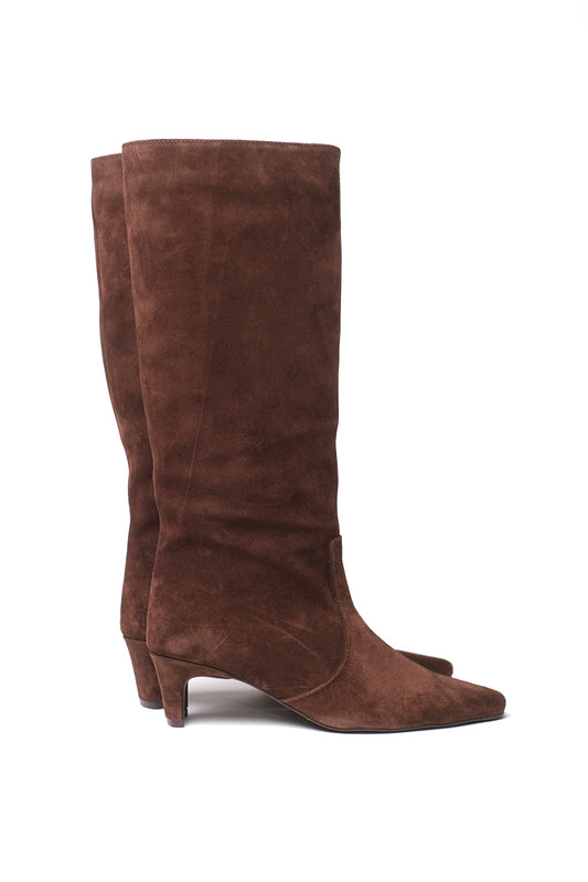 CHOCOLATE genuine leather sued boots