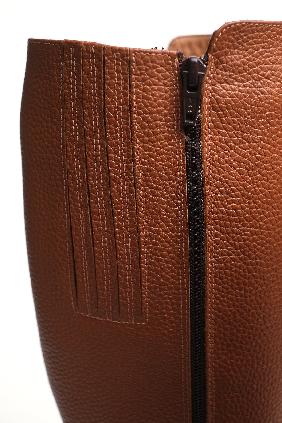 Genuine Leather Knee-High Boots – Tan | Women’s Block Heel Boots