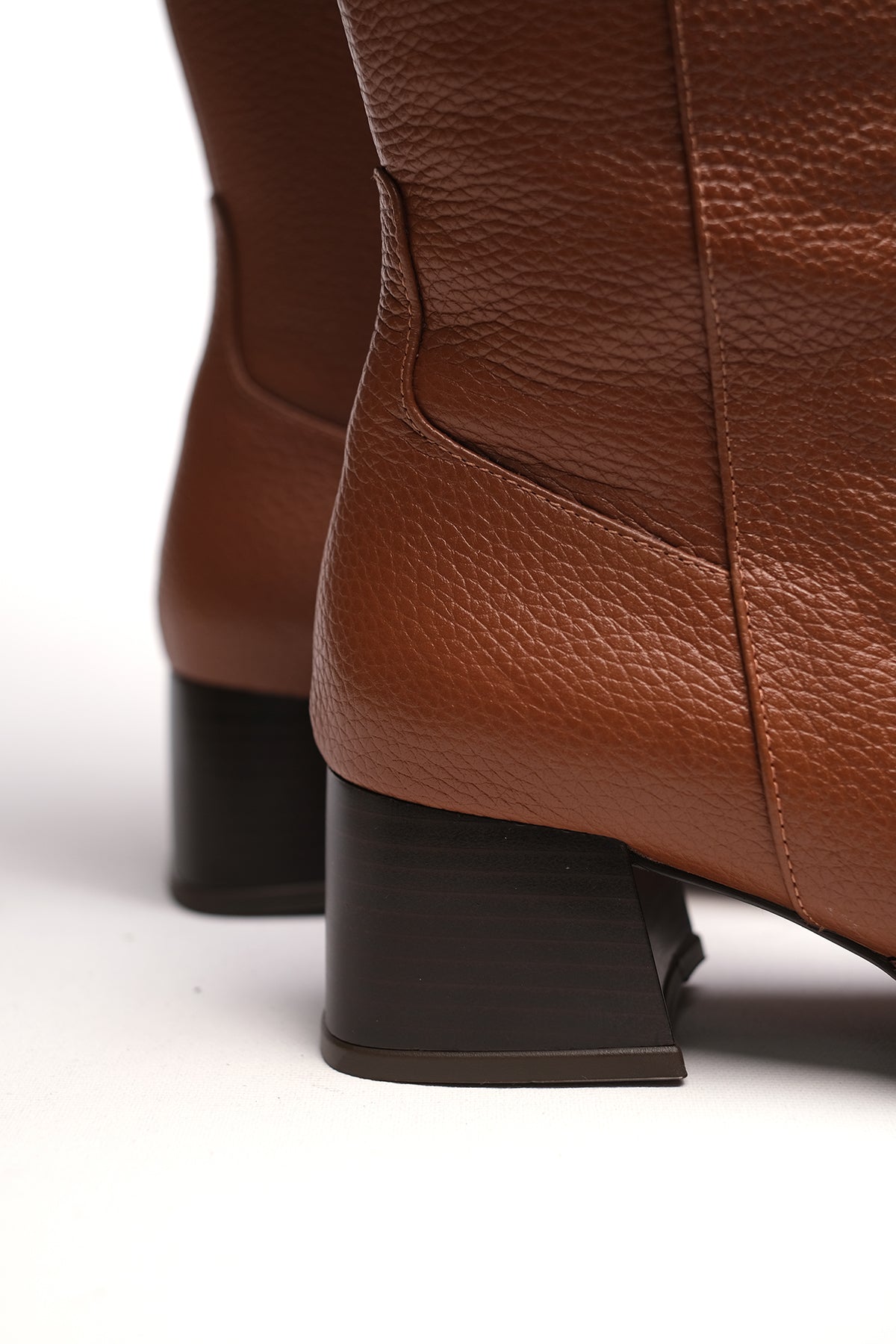 Genuine Leather Knee-High Boots – Tan | Women’s Block Heel Boots