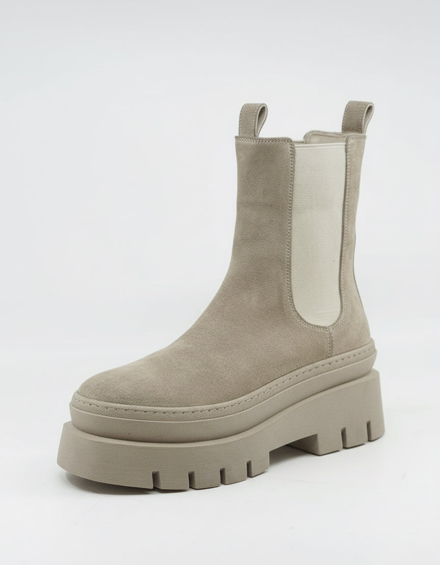 Modern Real Suede Leather Chelsea Boots – Beige