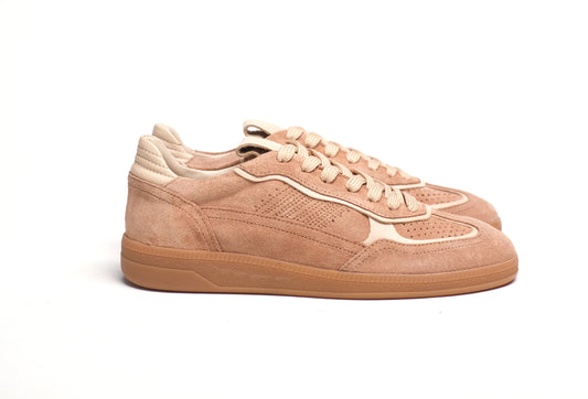 Women’s Suede Sneakers – Tan &amp; Cream Retro-Inspired Style