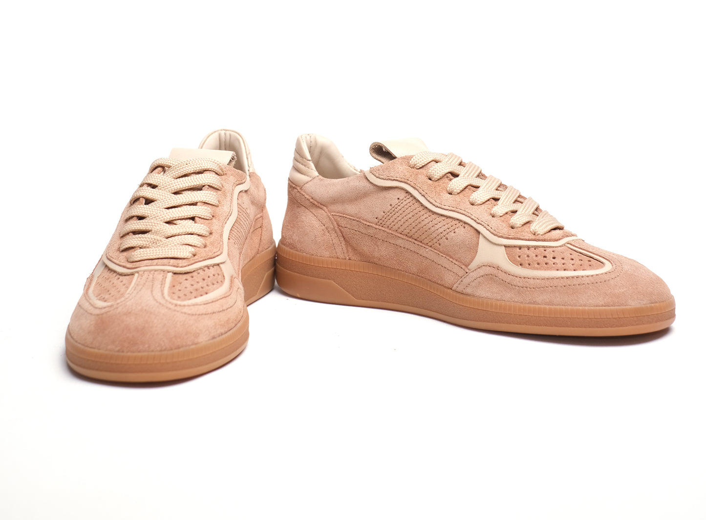 Women’s Suede Sneakers – Tan &amp; Cream Retro-Inspired Style