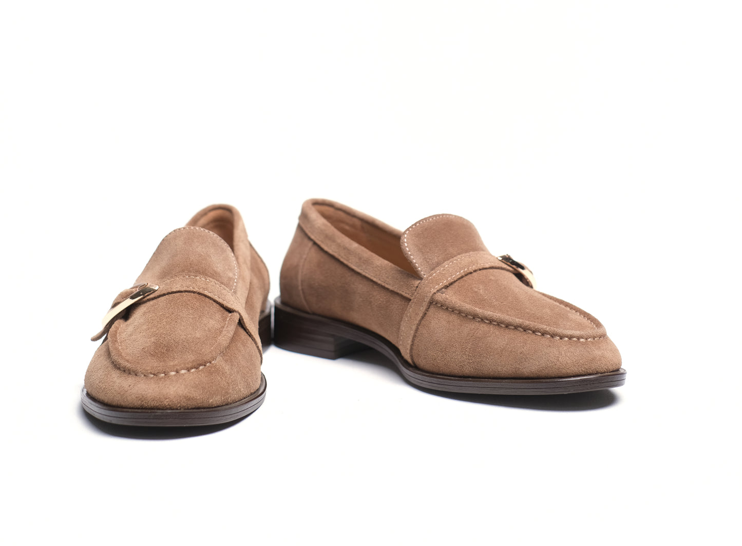 Women’s Suede Loafers – Tan Classic Elegance with Modern Detail