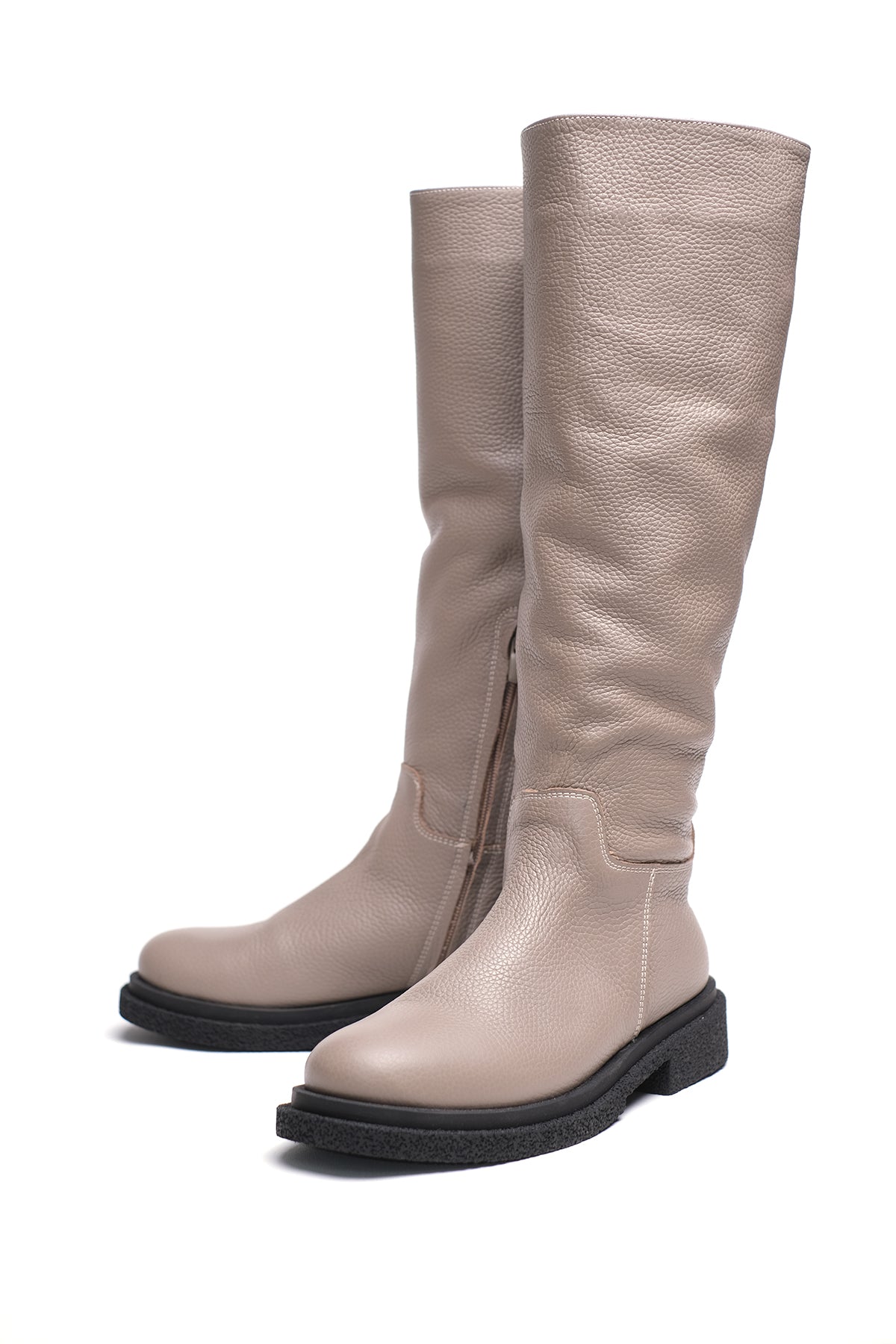 Women’s Grey  Leather Knee